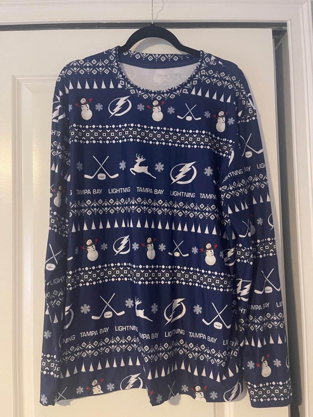 Tampa Bay Lightning Navy Holiday Long-Sleeve Shirt